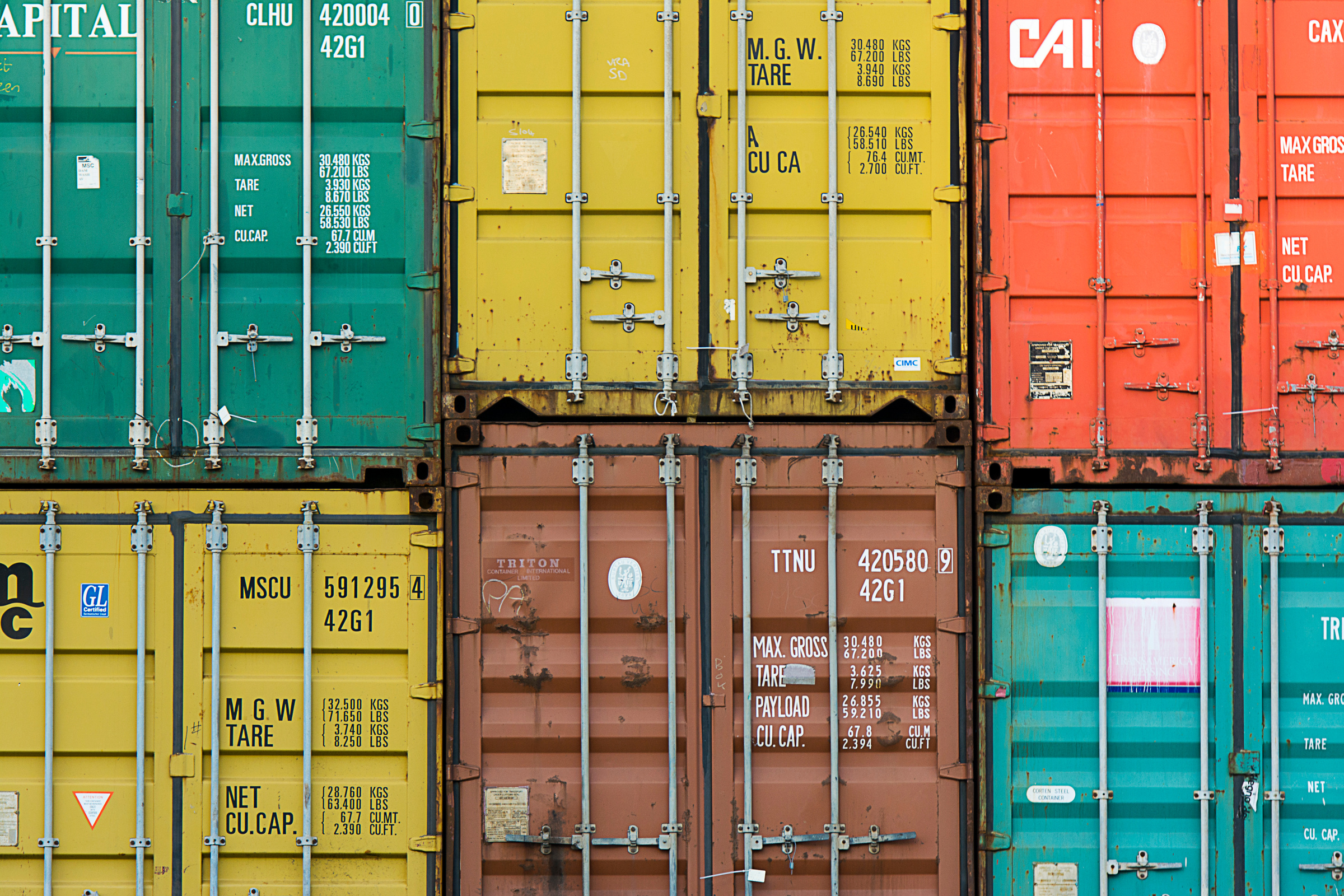 Green and Brown Cargo Containers